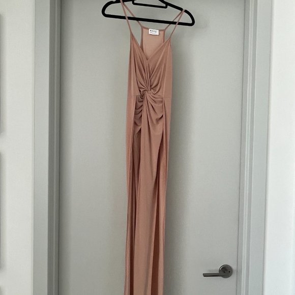 Pinkish Nude Twist front slit jumpsuit size small - Picture 1 of 3
